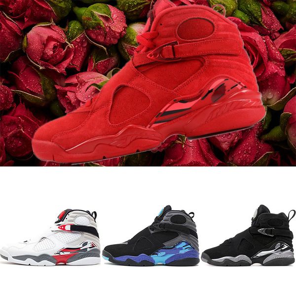 

2019 new arrivel mens basketball shoes 8 valentines day aqua release chrome 8s sports sneakers trainers shoes size 8-13, Black