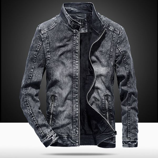 

2018 new style jacket men's plus velvet autumn and winter slim fit men retro jeans coat clothing clothing, Black;brown