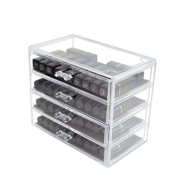 2020 4 Layer Clear Drawer Makeup Cosmetics Jewelry Storage Box