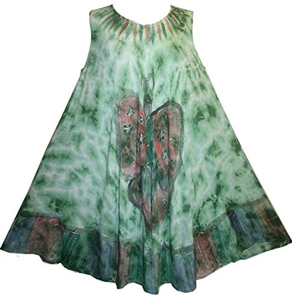 

111 butterfly rayon tie dye light weight umbrella mid length dress, Black;gray