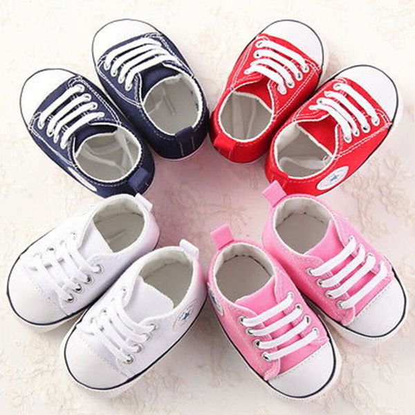 

baby girls boys casual fashion cribs shoes 0-18m newborn infant toddler lace up cotton soft sole anti slip first walker, Black