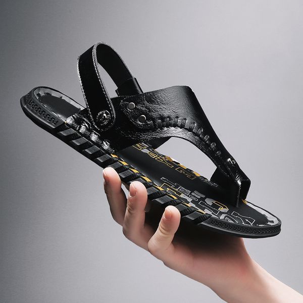 

slippers zomerschoenen sandles men work 2021 footwear hombre verano mannen schuhe sneakers zapatillas zomer heren shoe deportivas flip, Black