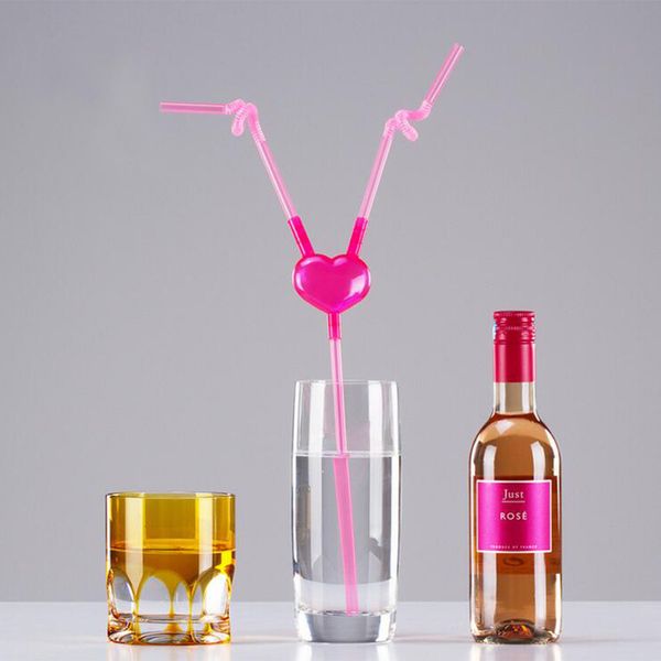 

10pc art straw creative retractable curved long love straws bar decoration