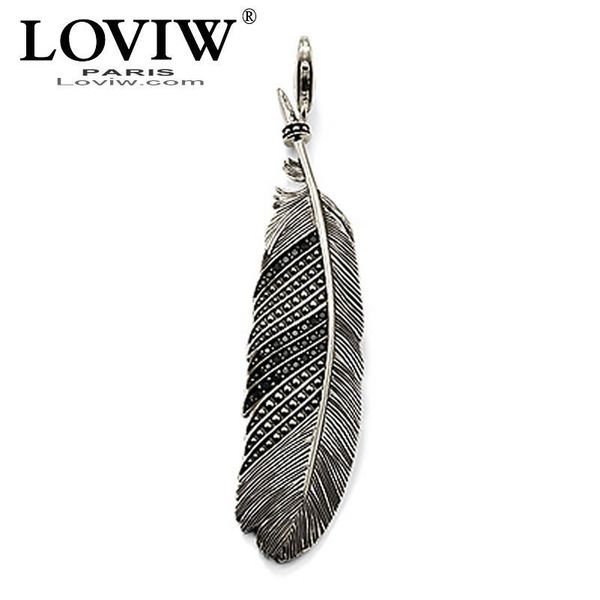 

перо ожерелье кулон стерлингового серебра 925 пробы почерневший черный циркон томас сабор панк стиль подарок хорошая новая мода европа ювели, Silver