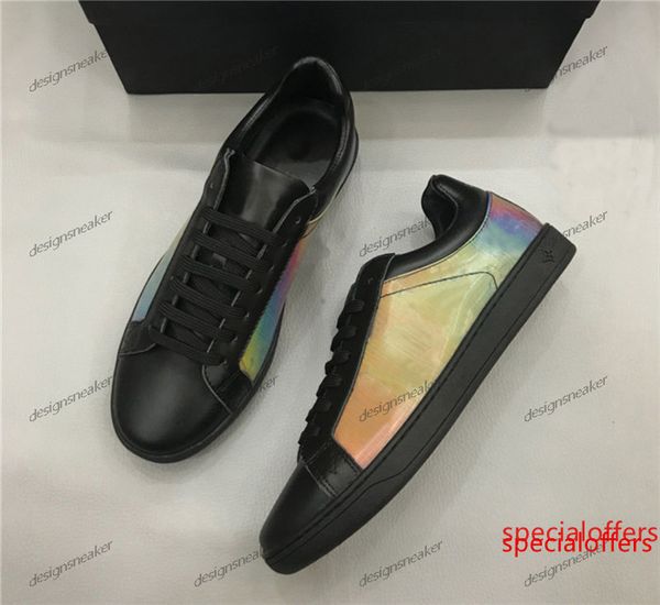 

mens designer shoes luxury monogram canvas high low sneaker fashion leather sneakers colorful sneaker chaussures 04, Black