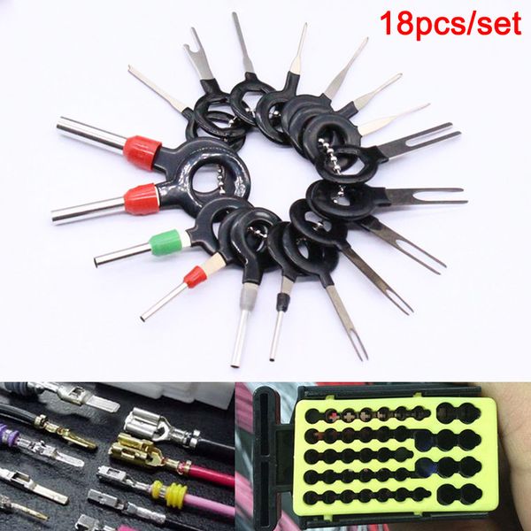 

do promotion 18 pcs car wire harness plug terminal extraction pick connector pin remove tool set