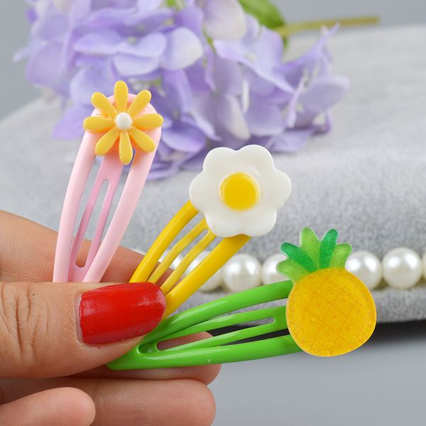 

10 штук клип новой шпильки привязать волос для детей детского зажима для волос pins для маленьких девочек аксессуаров fruit flower заколок, Slivery;white