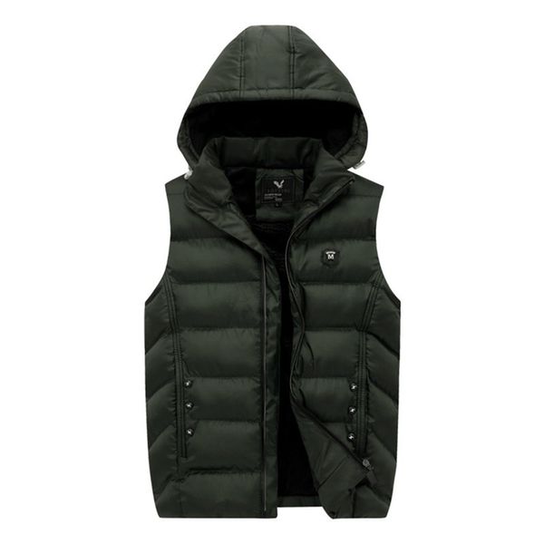 

2018 новый зимний жилет мужчины сгущает теплый хлопка-проложенный с капюшоном жилет мужской повседневный рукавов жилет мужской, Black;white