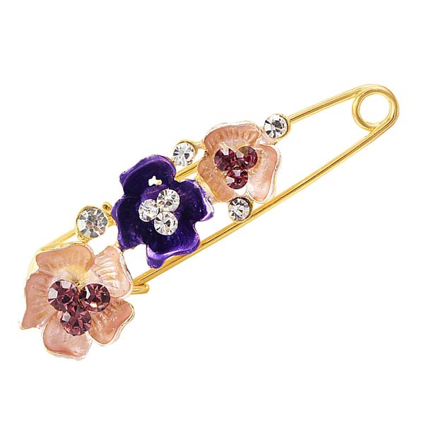 

women fashion rhinestone crystal gold tone safety pin jewelry brooch breastpin - catch scarf, lapel or collar, Gray