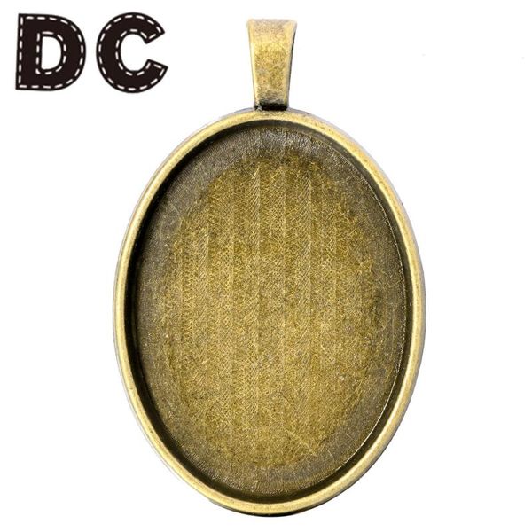 

dc 10pcs / серия ancient зеленый овальный пустой лоток подвеска fit 24x39mm овальный кабошон установка камея diy ожерелье изготовление ювели, Blue;slivery