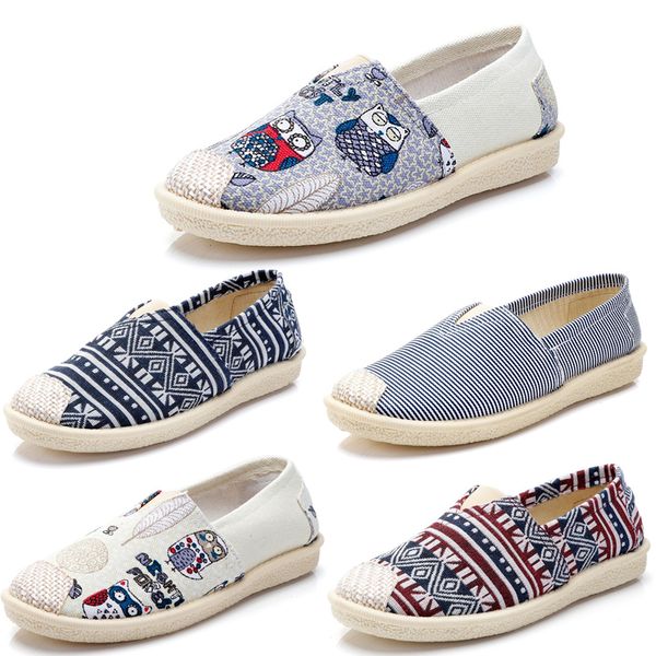 

fashion non-brand vintage women shoes slip on espadrilles chaussures flats casual canvas shoes classic loafers sneakers 35-40 style 3, Black