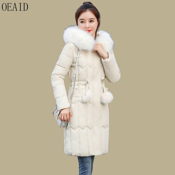 

plus size winter jacket women 2019 new large fur collar winter coat women long slim thickening warm female coats jackets black, Tan;black