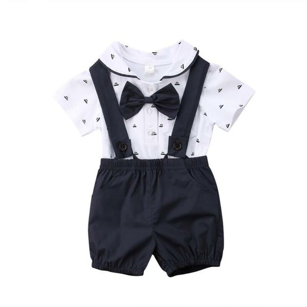 

clothing sets cute born infant kid baby girls clothes cotton short sleeve gentleman romper jumpsuit pants outfit summer, White