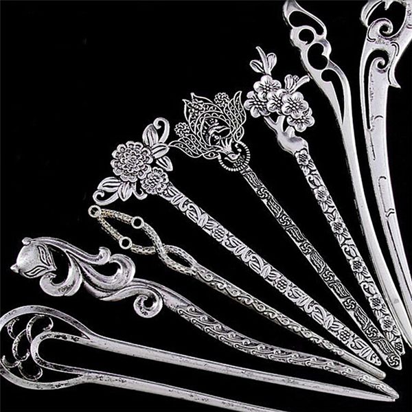 

1 pcs vintage women hair sticks pins elegance silver alloy geometric girls headbands lady gift barrettes hair clip accessories, Golden;white