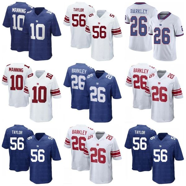 

2019 men 039 new york jer ey ny giant 26 aquon barkley 10 eli manning 56 lawrence taylor women youth kid football jer ey white blue