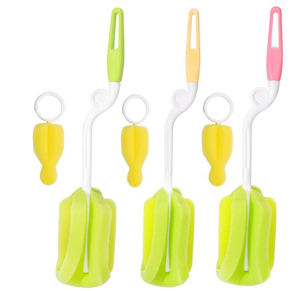 

2pcs/Lot Baby Bottle Brush 360-degree Pacifier Nipple Bottles Cleaning Brush Sponge Cup Cleaner Kit Babies Accessories