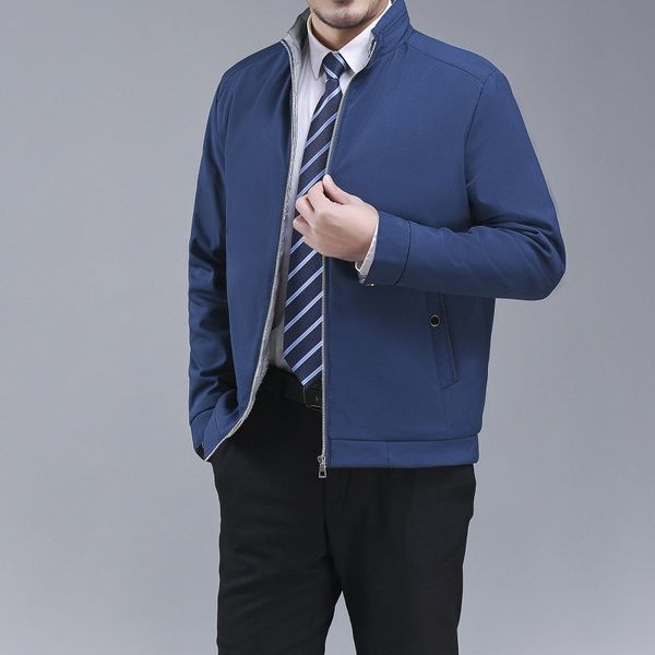 

mens designer middle-aged jacket casual loose stand collar jacket middle-aged jacket business, Black;brown