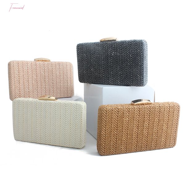 

woven rattan bag straw purse shoulder bag small beach handbags women summer hollow handmade messenger crossbody bags wallet pink