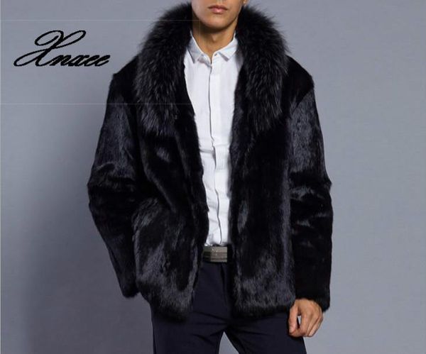 

xnxee autumn faux mink leather jacket mens winter thicken warm fur leather coat men slim jackets jaqueta de couro fashion black