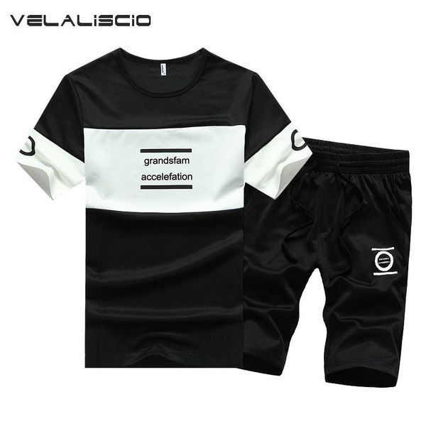 

pockets men set new summer short-sleeved leisure suits youth men's fashion o-neck t-shirt shorts tracksuit men vintage, Gray