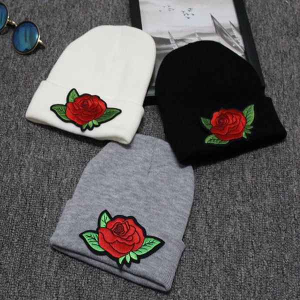 

large rose women black hat beanies cute hats winter spring funny hat skull caps girls bone masculino feminino casquette femme, Blue;gray