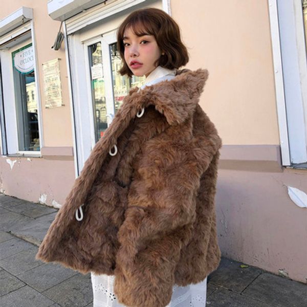

2019 new style high-end fashion women faux fur coat c18, Black