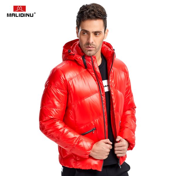 

malidinu 2019 fashion men down jacket winter thick down coat brand 70%white duck winter parka detachable hood ing, Black