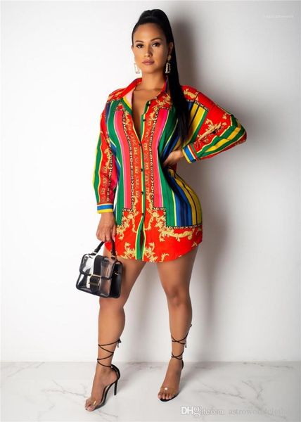 

lapel neck long sleeve rainbow ladies blouses female clothing striped print womens casual shirts cardigan, White