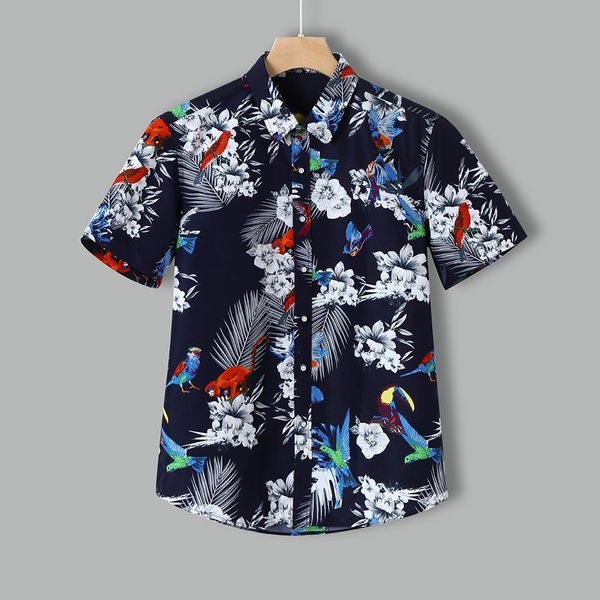 

mens hawaiian shirt male casual camisa masculina printed beach shirts short sleeve brand clothing asian size 3xl, White;black