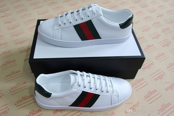 

Per onality luxury de igner ace hoe for man real leather women ca ual fa hion neaker green red tripe embroidery bee tiger