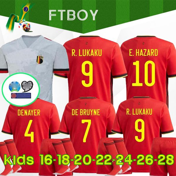

new kids 2020 belgium soccer jersey home away lukaku hazard kompany de bruyne mertens football jerseys 19 20 euro cup camisa de futebol, Black