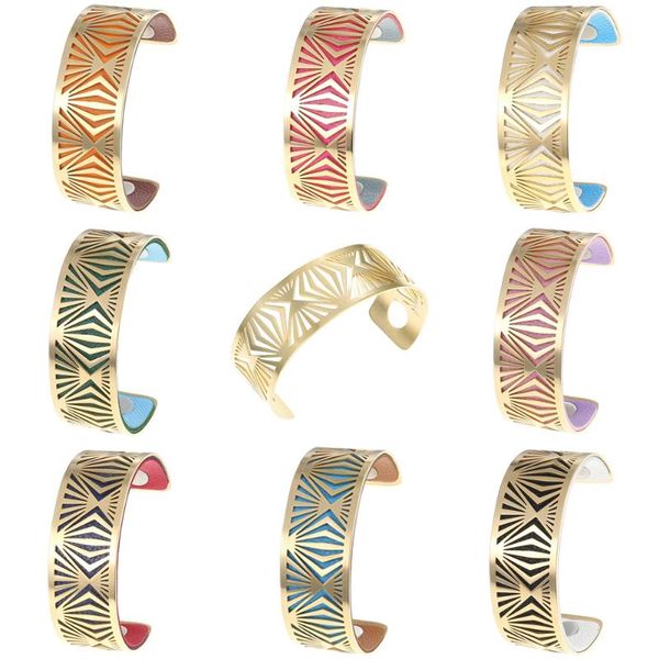 

cremo gold cuff bracelets bangles for women jewelry hollow reversible pu leather manchette georgettes bracelet femme 2020, Black