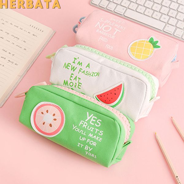 

creative big zipper fruit pencil bag cartoon student large capacity pen bag holder canvas storage school supplies cl-19151