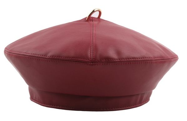 

fashion 10pcs/lot pu autumn winter retro pumpkin hats woman berets with metal rings, Blue;gray