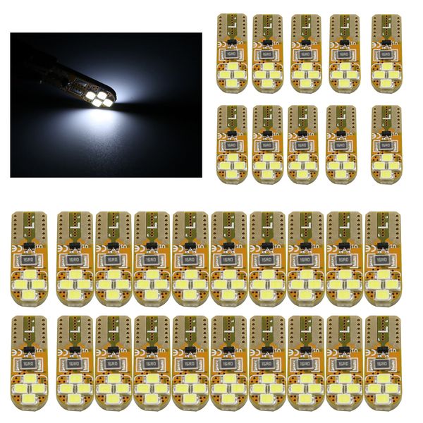 

ysy 30pcs t10 168 194 501 w5w 8smd 2835 led canbus no error car auto clearance reverse reading light bulb lamp dc12v 8smd white