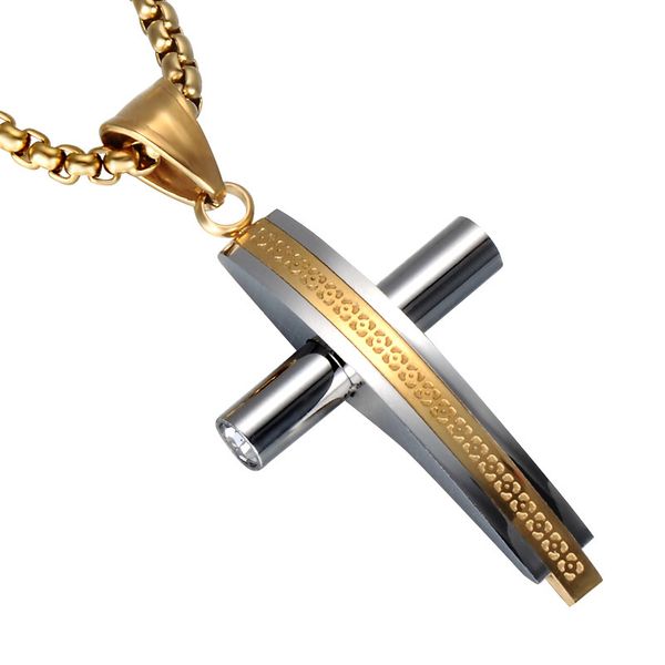 

stainless steel cross pendant necklace 18k gold plated men women necklace christian jewelry gold silver color