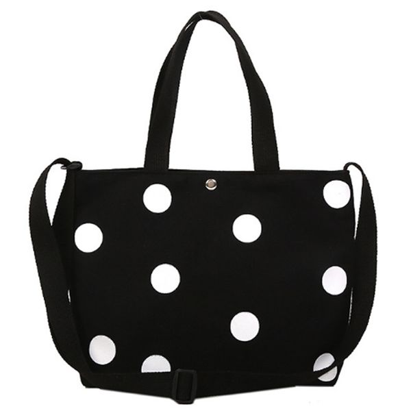 

fashion retro women's canvas handbag new women's casual polka dot zipper simple shoulder bag