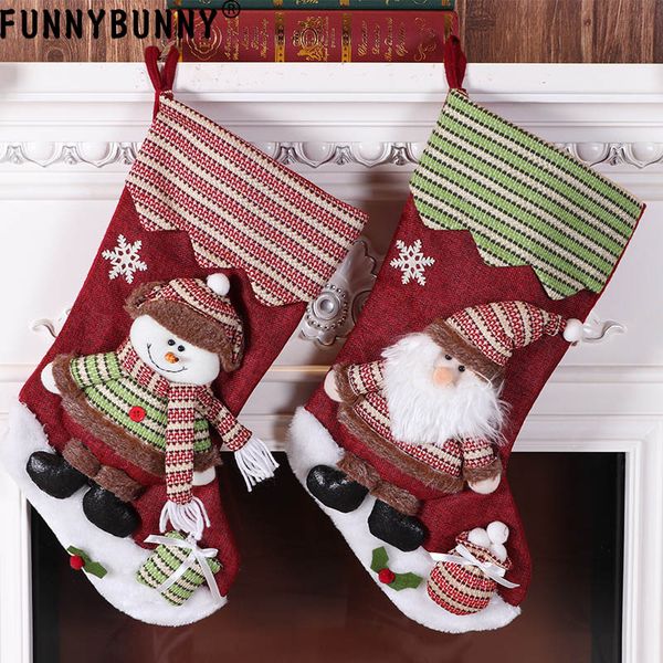 

funnybunny christmas stocking festive holiday decoration snowman reindeer santa ornaments classic style