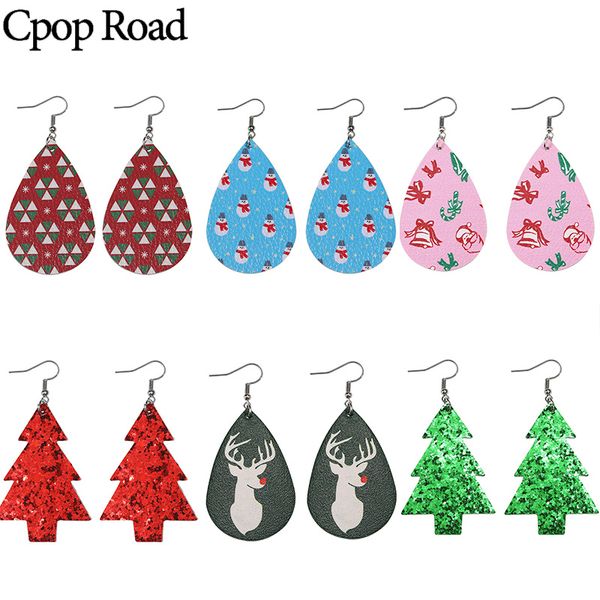 

cpop cpop new 29 colors pu leather earring water drop shape christmas earrings minimalist fashion jewelry women accessories girl gift, Silver