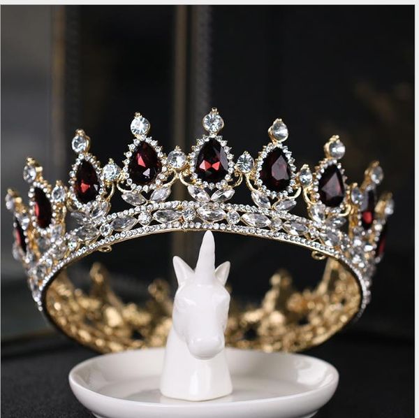 

water drill bride crown european and american bride headdress noble temperament crown circle, Slivery;golden
