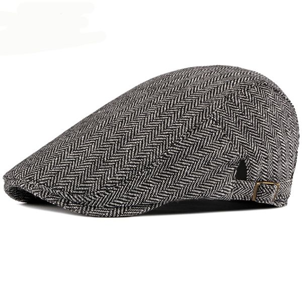 

ht2577 beret cap autumn winter cap for men women vintage striped men hat adjustable ivy newsboy flat retro cabbie berets, Blue;gray