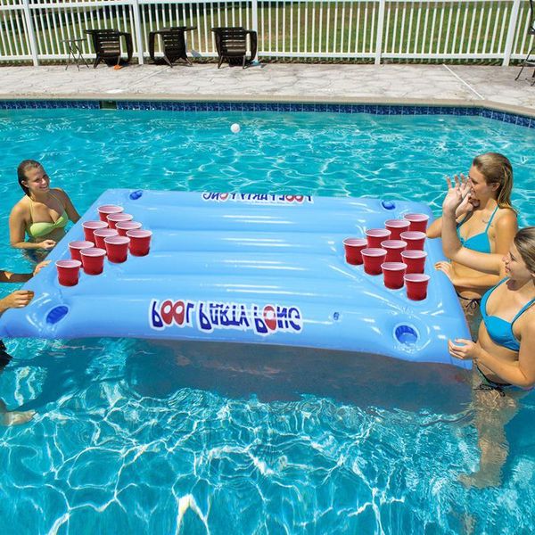 2019 24 Cup Holder Pvc Inflatable Float Pong Table Pool Float