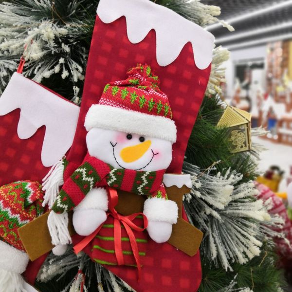 

christmas lovely gift socks cute decoration santa claus snowman christmas tree window shopping mall pendant candy stocking
