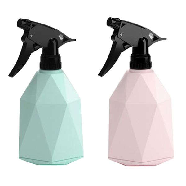 

2x watering bottles garden sprayers cans, adjustable water streams pink & green
