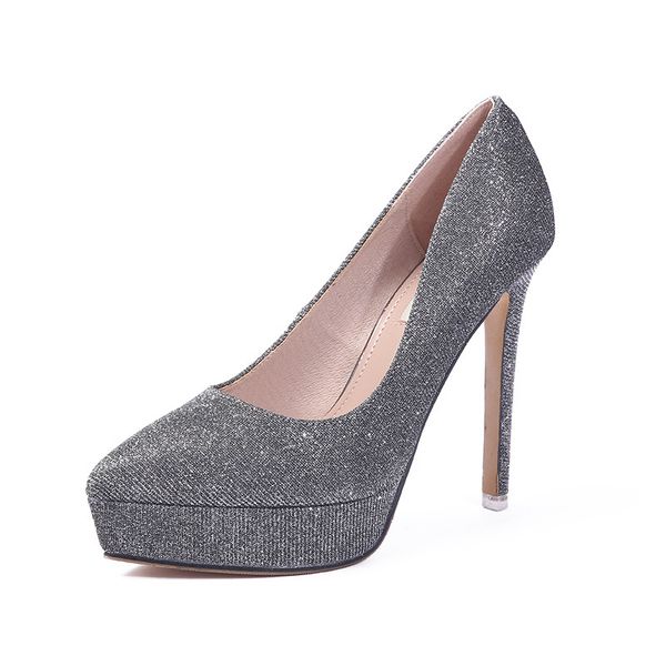 

platform shoes for women high heels 12cm female pumps gold women shoes heels new plataformas sliver heel zapatos stilettos, Black