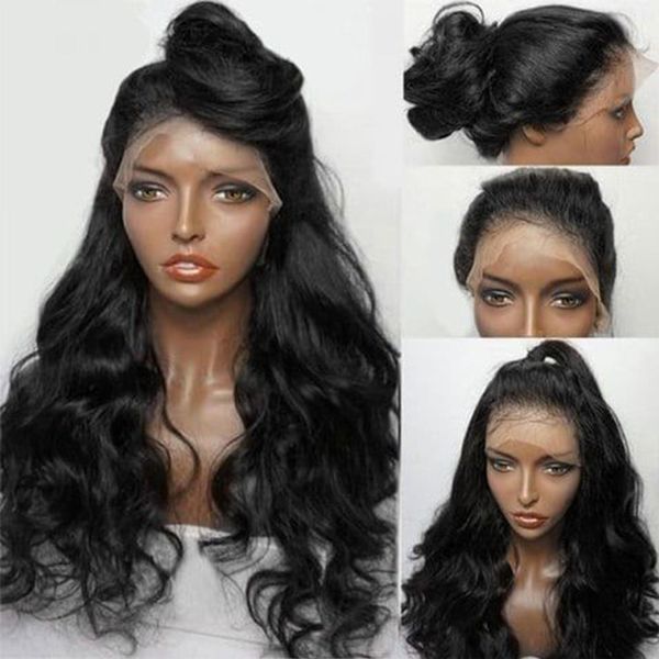 

кружева лобные парики тела волновые волосы парики длинные lace front human pre волос сорванные с ребенком волос для женщин remy, Black
