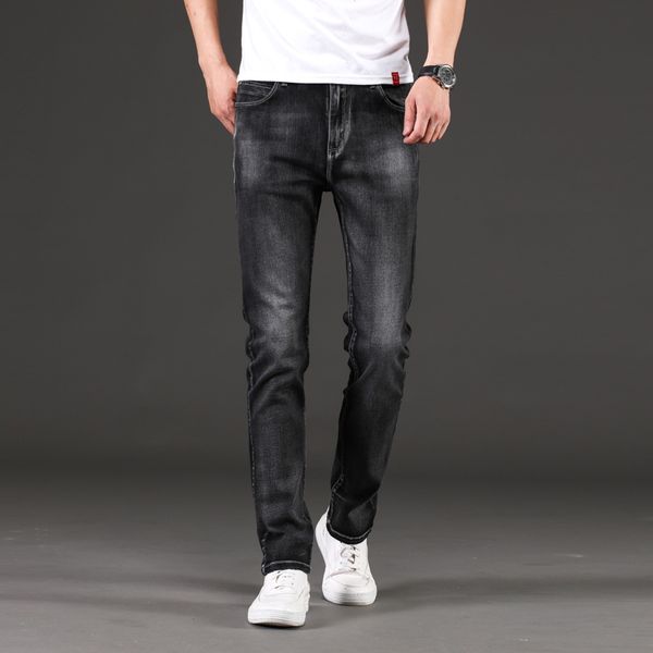 

mens jeans casual style cotton-blend slight stretch washed skinny jeans men pants plus size asian size 28-46, Blue