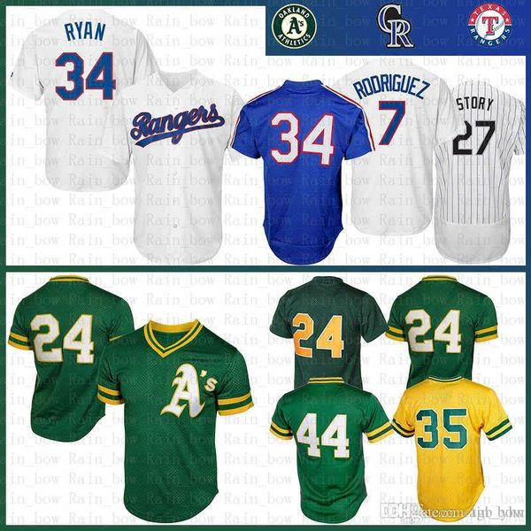 

24 35 Rickey Henderson Oakland Jersey Athletics 44 Reggie Jackson 27 Story Colorado Texas Rockies Rangers 34 Nolan Ryan 7 Ivan Rodriguez