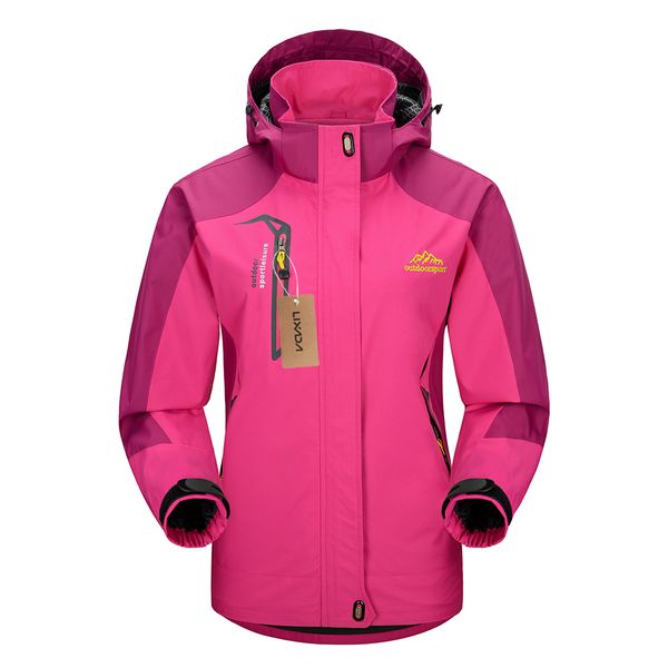

lixada waterproof jacket windproof raincoat sportswear outdoor hiking traveling cycling sports detachable hooded coat for women, Blue;black
