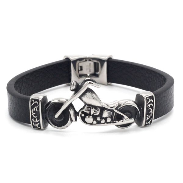 

unique male jewelry stainless steel motorcycle charm bracelet rock punk durable leather bracelets cool gift, Golden;silver